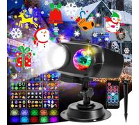 B-right Christmas Halloween Projector Lights Outdoor Indoor:12 HD Slide Patterns Snowflake Projection Lights,8V Timer Wireless Remote for Christmas Birthday Party Decorations (15W IP44 Waterproof)