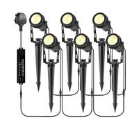 B-right Garden Lights Mains Powered, 21M Extendable to 8 Garden Spike Lights,12V Low Voltage IP65 Waterproof Outdoor Spot Light LED for Pathway Yard Lawn(6Pack Warm White 18W)