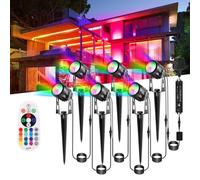B-right Garden Spike Lights, RGB Garden Lights Mains Powered with Remote 12V Low Voltage Lanscape Spotlights IP65 Waterproof Outdoor Spotlight for Tree Lawn Fence Shrubs, 6 Pack
