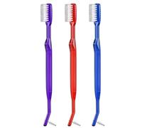 B Rush Orthodontic Toothbrush V-Trim Double-Ended Brush with Interproximal Head for Cleaning Ortho Braces, 3 Count (Pack of 1)