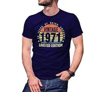 B&S Boutique 50 Year Old Gifts Vintage 1971 Limited Edition 50th Birthday Men's Navy Blue T-Shirt Size L