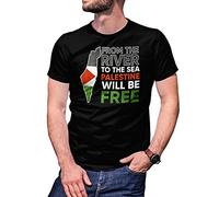 B&S Boutique from The River to The Sea Palestine Will Be Free Men's Black T-Shirt Size L