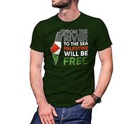 B&S Boutique from The River to The Sea Palestine Will Be Free Men's Military Green T-Shirt Size XL