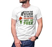 B&S Boutique from The River to The Sea Palestine Will Be Free Men's White T-Shirt Size S