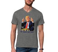 B&S Boutique My Tariff did That Donald Trump Meme Funny Men's V-Neck Grey Shirt Size XL