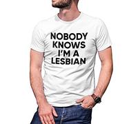 B&S Boutique Nobody Knows I'm a Lesbian Fun Logo Men's White T-Shirt Size XL