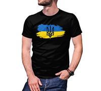 B&S Boutique Ukraine Ukrainian Ukrainische Flag Men's Black T-Shirt Size L