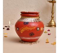 B S NATURAL MITTI Kalash Colourful Paint (1 Kalash with dhakkan, Multicolour)