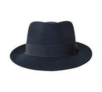 B&S Premium Doyle - Teardrop Fedora Hat - 100% Wool Felt - Crushable for Travel - Water Resistant - Unisex, Black, 60 (Large)