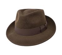 B&S Premium Doyle - Teardrop Fedora Hat - 100% Wool Felt - Crushable for Travel - Water Resistant - Unisex, Dark Brown, 62 (X-Large)