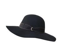 B&S Premium Julia Ribbon - Wide Brim Ladies Hat - 100% Wool Felt with Ribbon Trim - Water Resistant , Black, 56 (Small)