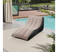 B S Shape With Side Pocket - Coffee Inflatable Chair Sofa Blow Up Seat Outdoor Camping Gaming Lounger With Armrest