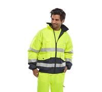 B Seen Europa 5 In 1 High Visibility Reflective Weatherproof Bomber Jacket S-6XL