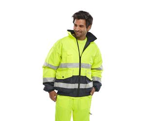 B Seen Europa 5 In 1 High Visibility Reflective Weatherproof Bomber Jacket S-6XL