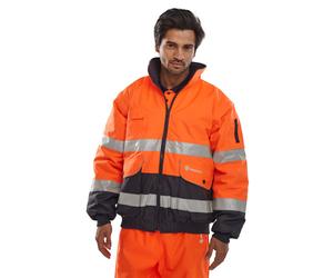B Seen Europa 5 In 1 High Visibility Reflective Weatherproof Bomber Jacket S-6XL