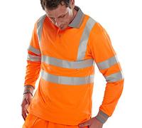 B-Seen Orange Hi Visibility Long Sleeved Polo Shirt
