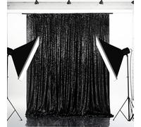 B-SHINE Black Sequin Wedding Backdrop Photography Background Party Curtain, 10Ft X 10Ft