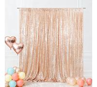 B-SHINE Champagne Sequin Wedding Backdrop Photography Background Party Curtain, 7Ft X 7Ft