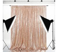 B-SHINE Champagne Sequin Wedding Backdrop Photography Background Party Curtain, 8Ft X 8Ft