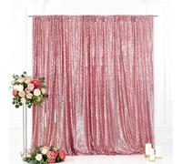 B-SHINE Fushsia Pink Sequin Wedding Backdrop Photography Background Party Curtain, 7Ft X 7Ft