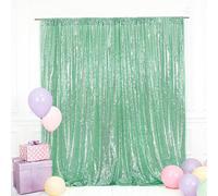 B-SHINE Mint Green Sequin Wedding Backdrop Photography Background Party Curtain, 7Ft X 7Ft