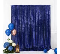 B-SHINE Navy Blue Sequin Wedding Backdrop Photography Background Party Curtain, 5Ft X 7Ft