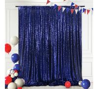 B-SHINE Navy Blue Sequin Wedding Backdrop Photography Background Party Curtain, 8Ft X 8Ft