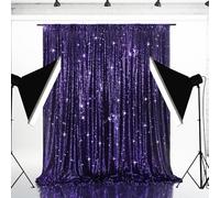 B-SHINE Purple Sequin Wedding Backdrop Photography Background Party Curtain, 8Ft X 8Ft