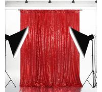 B-SHINE Red Sequin Wedding Backdrop Photography Background Party Curtain, 10Ft X 10Ft