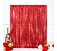 B-SHINE Red Sequin Wedding Backdrop Photography Background Party Curtain, 7Ft X 7Ft