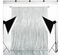 B-SHINE Sliver Sequin Wedding Backdrop Photography Background Party Curtain, 6Ft X 6Ft