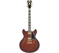 (B-Stock) D'Angelico Deluxe DC Stopbar Satin Brown Burst Semi-Acoustic Guitar with Case