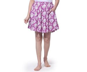 B STORIES Women's Ultra-Soft Printed 100% Viscose Culotte Shorts | Soft Casual High Waist Lounge Shorts | Girls Ladies Stylish Quirky Casual Summer Beach Bottoms (S-XXL), Purple_Motif, L