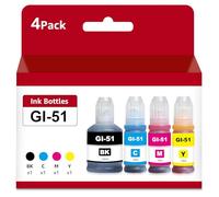 b-t GI-51 GI51 Ink Bottles Compatible with Canon GI51 GI-51 Ink Bottle Multipack for Canon G1520 G1530 G1560 G2520 G2560 G2570 G3520 G3560 G4570 (4-Pack, Black Cyan Magenta Yellow)