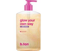 b.tan Clear Gradual Self Tan Gel | Glow Your Own Way Shimmer - Sunkissed Golden Bronze, Transfer Free, Best Extender, Moisturizing, Non Toxic Sunless Tanning Lotion, No Fake Tanner Smell, 473 ml