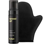 b.tan Dark Self Tanning Gift Set | Get Tanned Kit - Best Express Fake Tan w/Mitt Applicator Glove, 1 Hour Face & Body Tanner Mousse, Instant Results, Vegan, Cruelty Free, 200ml