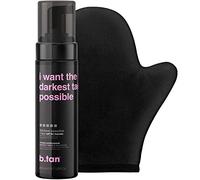 b.tan Dark Self Tanning Gift Set | Get The Darkest Tan Possible Kit - Best Express Fake Tan w/Mitt Applicator Glove, 1 Hour Face & Body Tanner Mousse, Instant Results, Vegan, Cruelty Free, 200ml