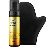 b.tan Long Lasting Self Tanning Gift Set | b.tan Forever Kit - Best Express Fake Tan w/Mitt Applicator Glove, 1 Hour Dark Face & Body Tanner Mousse, Instant Results, Vegan, Cruelty Free, 200ml
