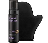 b.tan Violet Self Tanning Gift Set | Fall In Love at First Tan Kit - Best Express Fake Tan w/Mitt Applicator, Cancels Orange Tones, 1 Hour Dark Face & Body Tanner Mousse, Instant Results, 200ml