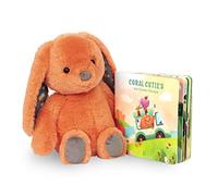 B. toys - Plush Bunny & Board Book - Stuffed Animal - Baby Playset - Happyhues - Coral Cutie Book Set - Toys for Babies