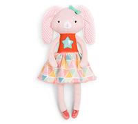 B. toys - Plush Designer Bunny Doll - Soft & Cuddly Stuffed Animal Rabbit Toy - Orange & Pastel Dress - Sparkly - 15” - Washable - Tippy Toes - Becky Bunny - 18m +