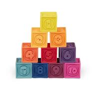 B. Toys - One Two Squeeze Baby Blocks - Building Blocks for Toddlers - Educational Baby Toys 6 Months & up with Numbers, Shapes, Animals & Textures - 10 Soft & Colorful Stacking Blocks - Bpa Free