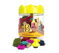 B. toys - Bristle Block - Stackadoos - Sort & Stack STEM Building Blocks Set - 68 Interlocking Blocks - toys For Toddlers, Kids - Storage Jar With Lid - 2+ Years