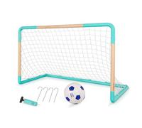 B. toys - Kids Soccer Net & Ball - Kid-Sized Net w/ Wooden Frame - One-Click Assembly & Ground Stakes - Inflatable Mini Ball & Pump - 3 Years + - Soccer Net & Ball
