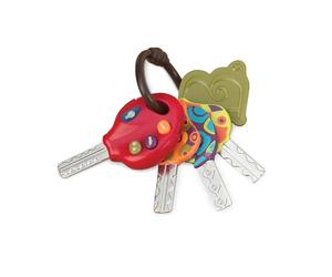 B. toys - LucKeys - Pretend Play Keys - 4 Textured Toy Keys for Babies & Toddlers - Flashlight & Car Sounds - 10+ Months