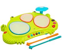 B. toys Musical Drum Set, Ribbit-Tat-Tat Frog Drum with Lights, Interactive | Light-up frog drum with 3 pieces, 6 music modes, 7 songs, Catch-the-Fly game, and drumsticks for interactive play, 2+ Years