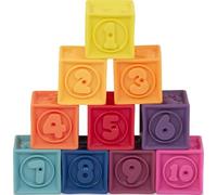 B. Toys - One Two Squeeze Baby Blocks - Building Blocks for Toddlers - Educational Baby Toys 6 Months & up with Numbers, Shapes, Animals & Textures - 10 Soft & Colorful Stacking Blocks - Bpa Free
