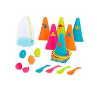 B. toys - Outdoor Games Galore Combo - Ring Toss & Egg-and-Spoon Game Set for Backyard Fun, Party Activities & Family Entertainment - Includes Easy-to-Grip Rings & Spoons - Kids Outdoor Toys 3+ Years