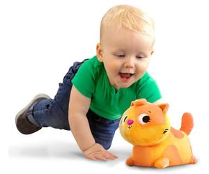 B. toys Plush Crawling Cat, Wobble 'N' Go Lolo, Meowing Motion Toy, Baby | Interactive plush cat with movement and sounds, washable plush with removable battery holder, tummy time toy, Baby, 1+ Years