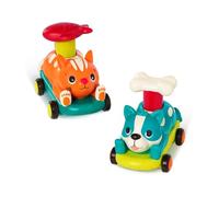 B. toys - Push & Go Toy Cars - Cat & Dog Vehicles - Toy Cars for Babies, Toddlers - Animal Toys - 18+ Months - PawMobiles
